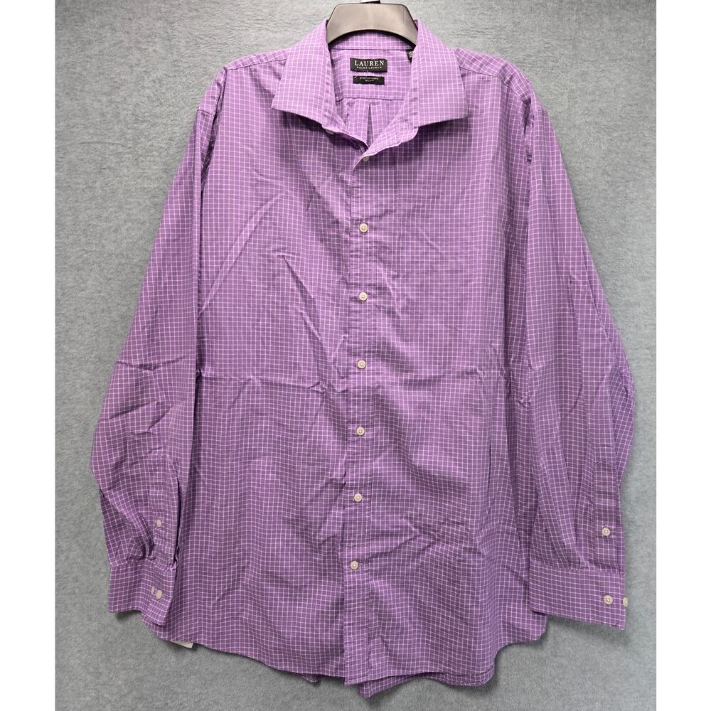 Lauren Ralph Lauren Black Label Tall Fit Plaid Button Front Shirt Size 18.5